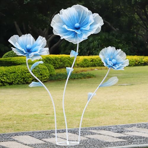 Giant Flowers for Decoration,Wedding Reception Essential,5.6 ft Huge Artificial Silk Flower,Ideal for Party Banquet Background Decor and Photographic Props(Blue) - color: Blue