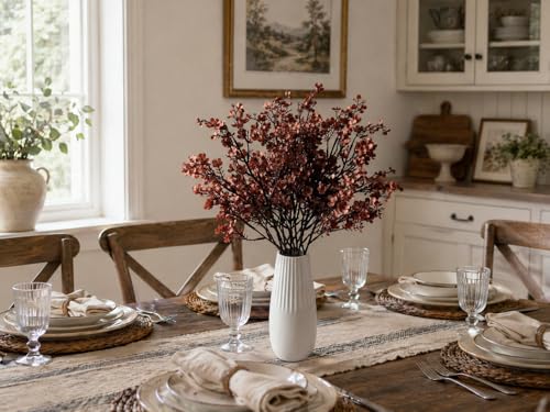Mandy's 6 Bundles Artificial Brown Baby’s Breath Flowers | 18.5 Inch Silk Gypsophila European Style Modern Home Decor Centerpiece Neutral Wedding Flower Arrangements - color: Brown