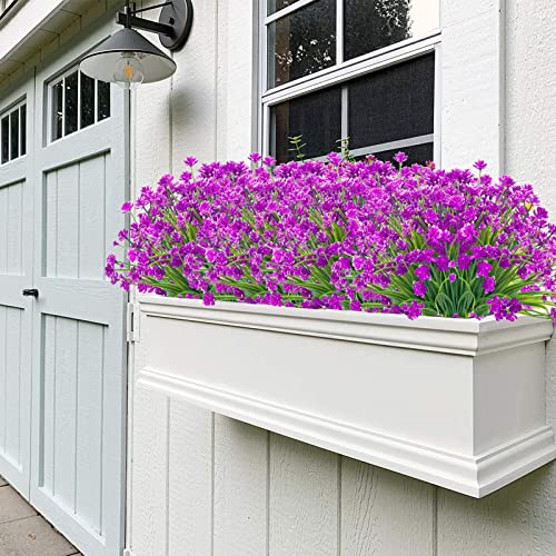 Artificial Flowers for Outdoors,20 Bundles UV Resistant Outdoor Fake Daffodil Flowers,Artificial Faux Plastic Outdoor Flowers Greenery Shrubs Plants for Indoor Outside Decor(Fuchsia) - color: Fuchsia, size: 20 Bundles