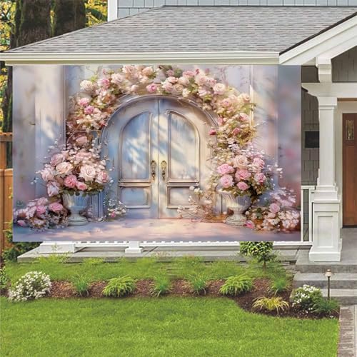 6X4ft Pink Floral Photography Backdrop, Retro Oil Painting Flowers Photography Backdrop Dreamlike Wedding Portrait Photo Background Wedding Birthday Party Background Banner Decor - color: Pink, size: 6x4ft
