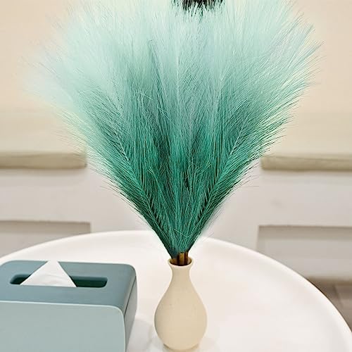 6 PCS Faux Pampas Grass Arrangement - 18"/45cm Artificial Fluffy Pompous Grass Stems for Boho Chic Home and Wedding Decor (Teal Gradient) - color: B2- Teal Gradient