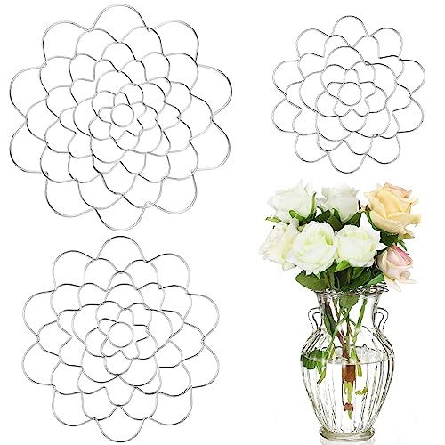 Hotop 3 Pcs Flower Arrangement Holder Floral Grid Flower Frog Tool Wire Stainless Steel Easy Arranger Floral Organizer for Vase Stems Bouquets(5'', 6'', 7'' Dia,Cute Style) - color: Cute Style, size: 5'', 6'', 7'' Dia
