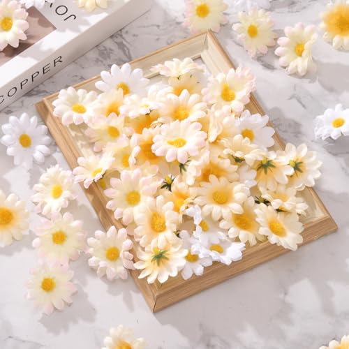 uxcell 100pcs Artificial Daisies Flower Heads,1.6" Silk Fake Daisies Heads Mini Daisies Artificial Flowers Bulk for DIY Wedding Bouquets Centerpieces Party Home Decorations, Pink/Yellow - color: Pink/Yellow