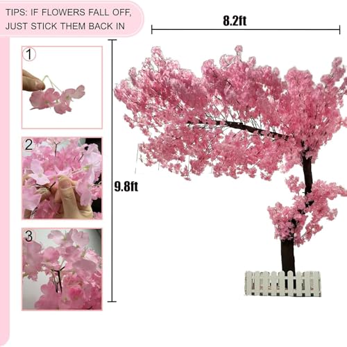 Artificial Cherry Blossomtree Handmade with Cherry Blossom Branches for Indoor Landscaping Wedding Decorations Outdoor Hotel Decoration (001, H9.8ftxL8.2ft) - color: 001, size: H9.8ftxL8.2ft