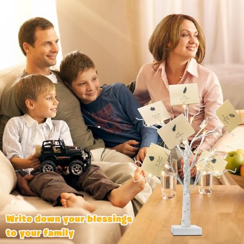 PEIDUO Money Tree, 22 Inch Gift Card Tree Holder with 6 Clips and 6 Greeting Cards, 24 Warm White Birch Tree with Lights, Christmas Tree Card Holder for Birthday Wedding Indoor Xmas Decorations - style: Money tree
