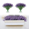 Artificial Lavender, 16 Bundles, Purple, Faux Flowers | UV Resistant, For Outdoors, Garden Porch Patio Window, Hanging Planter, Realistic