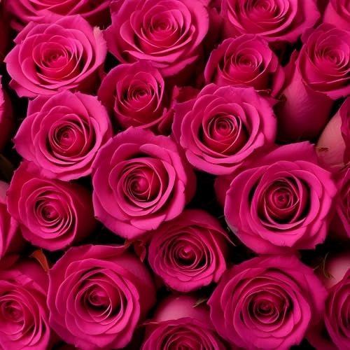 100 Hot Pink Roses | Bulk Roses by Arabella Bouquets | Real Fresh Flowers for Delivery, Gift for Birthday Women, Congratulations, Anniversary, Thank You, Mother's Day - color: Hot Pink, size: 100 Stems