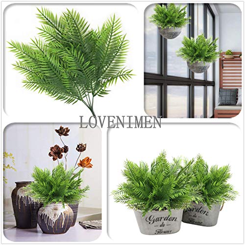 Artificial Ferns Plants, Fake Plastic Fern Leaves Shrubs Faux Plant Bushes for Outdoor Indoor Greenery Grass Home Garden Decor UV Resistant Table Arrangements DIY Decoration Planting Filler - 4 Pack - color: Persian Leaves / 4 Pack