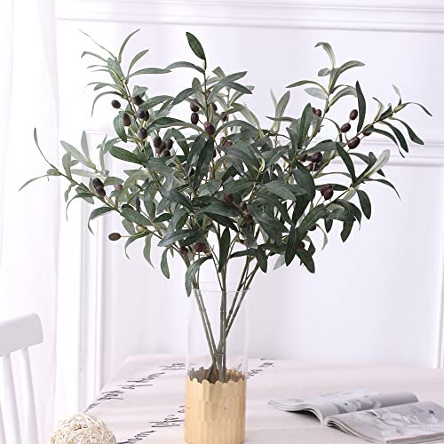 SzJias Olive Branches for Vases Artificial Olive Branches Faux Tree Branches Stems for Vase (6 Branches, 28.7 inch/Each)