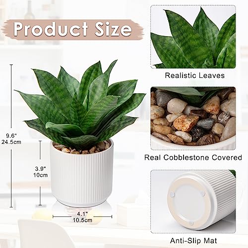 Artificial Agave Succulent Plants Faux Snake Plant Fake Succulent Agave Plant Potted in White Pot Succulent Aloe Plant for Desk Modern Office Living Room Table Shelf Home Indoor Outdoor Decor - color: Style 1-medium