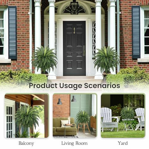 FOREST PRINCE 35" Fake Ferns, 4 Large Artificial Bonston Ferns Bushes Plants with 39 Fronds for Outdoors Garden Patio Porch Entrance Low Maintain Home Decor - color: 35" 4 Pcs