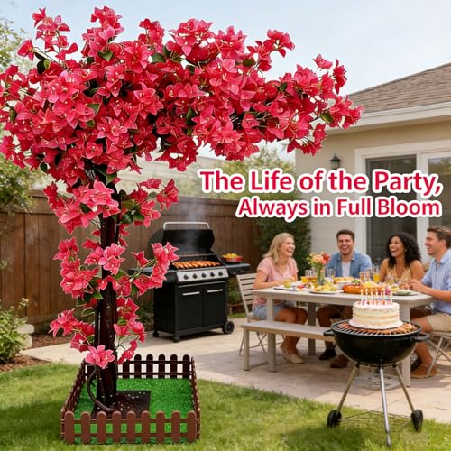 Big Artificial Cherry Blossom Trees 6ft White for Home Decor Indoor Outdoor,Arbol De Cerezo Artificial Grande,Faux Fake Cherry Blossom Tree for Garden Party Wedding (Red, 6.6x5.3ft) - color: Red, size: 6.6x5.2ft