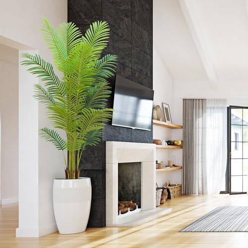 6FT Artificial Palm Tree Indoor with White Pot, Realistic Leaves, 15 Trunks Adjustable Branches, Tall Faux Fake Palm Plant, Ideal for Living Room Bedroom Office Home Interior Aesthetic Decor - color: 6ft Palm Tree
