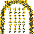 4 Pack Artificial Sunflower Garland Silk Sunflower Decor 2.3m Long with Green Leaves and Fade Resistant Petals for Wedding | Sunflowers Decorations for Garden Party Wall Home Floral Arrangement