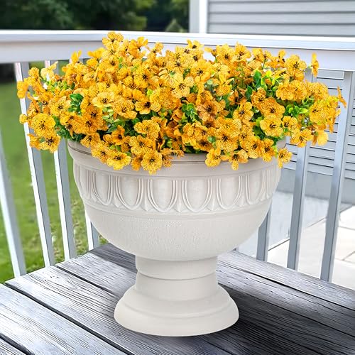 Artificial Flowers for Outdoor Indoor Garden Home Decoration, Faux Flower Daisy with Eucalyptus Leaves Fake Plants Greenery Boxwood Porch Patio, 12 Bundles - color: Yeloow