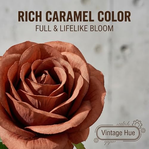 55 Pcs Burnt Orange Roses Artificial Flowers Bulk, Artificial Roses Fake Flowers with Adjustable Stems, Soft Foam Roses for DIY Wedding Bouquets, Bridal Shower Centerpieces, Home Party Decor - color: Burntorange