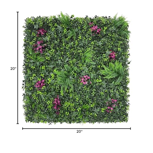 Greenery Grass Wall Boxwood Plant Panel: 20"x20"(16P) with UV Resistant Green Leaves Faux for Interior Wall, Greenery Backdrop,Garden and Indoor Outdoor Wall&Fence Covering Privacy - size: 20"x20" 16