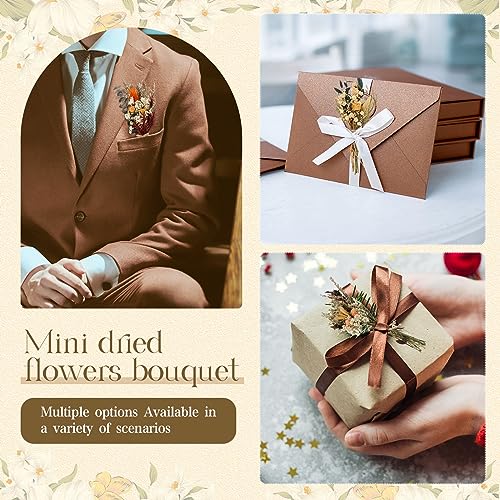Layhit 12 Pcs Boho Dried Flower Bouquet Mini Wedding Handmade Dry Flowers Decor for Vase Crafts DIY Photo Boutonniere for Men Floral Plant for Bridesmaid Gift Birthday Decor(Bright) - style: Bright