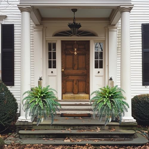 90 Branches Giant Artificial Boston Ferns for Outdoors Large –UV Resistant Lifelike Faux Fern, Realistic Silk Greenery Plants Large Office, Home Decor,48 Inch Fake Fern Leaf Green.No Base. - color: Leaf Green (90 Branches)