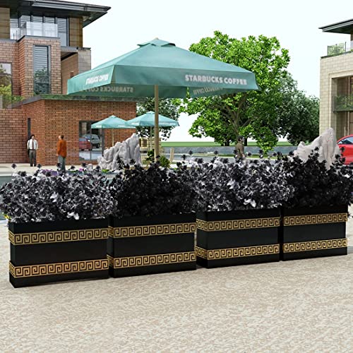 RECUTMS Black Artificial Flowers, Fake Outdoor UV Resistant Plants Faux Plastic Greenery Shrubs Indoor Outside Hanging Planter Home Kitchen Office Wedding, Garden Decor (Black) - color: Black, size: 8 Pcs