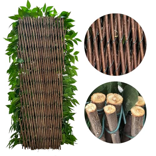 Expandable Fence Privacy Screen for Balcony Patio Outdoor,Decorative Faux Ivy Fencing Panel,Artificial Hedges (Single Sided Leaves) - color: Willow Leaf
