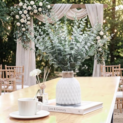 300 Pcs Eucalyptus Stems Faux Greenery Artificial Eucalyptus Leaves Eucalyptus Decor Greenery Stems Faux Greenery Branches for Wedding Centerpiece Flowers Bouquet Farmhouse Home Decor (Dark Green) - color: Dark Green