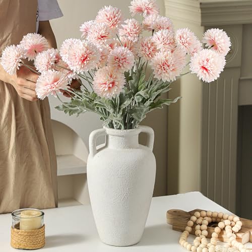 Large Ceramic Vase - 11.41 inch Tall Rustic Vase with 2 Handles, Decorative Flower Vases for Home Decor, Living Room Shelf Decor, Table Office - color: 103-5-11.4in