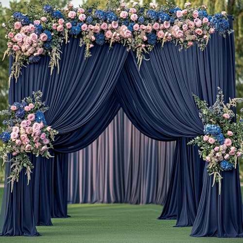10x12 ft Navy Blue Backdrop Curtain for Wedding Parties, Wrinkle Free 2 Panels 12 ft Long Polyester Photo Backdrop Drapes Back Drop Cloth for Birthday Photography Background Party Backdrop - color: Navy Blue, size: 5ft(W)x12ft(H)_2 Panels