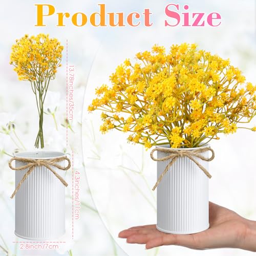 Wavwavw 6 Set Babys Breath Artificial Flowers Centerpieces for Tables Gypsophila Faux Fake Flowers with Vase Floral Arrangement Bouquets for Wedding Dining Table Home Party Decor - color: Pastel Color, size: Baby's Breath