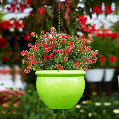 6 Bundles Artificial Flowers, Fake Artificial Greenery UV Resistant No Fade Faux Plastic Plants for Wedding Bridle Bouquet Indoor Outdoor Home Garden Kitchen Office Table Vase (Red) - color: Red