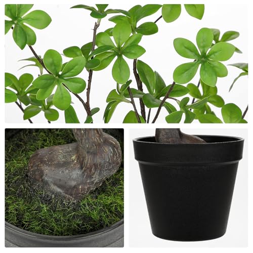 Artificial Plants Indoor with Pot, Faux Plants Indoor Tabletop, 21.6" Tall Fake Potted Plants, Silk Artificial Desk Plant Bonsai Tree for Home & Office, Farmhouse, Bedroom, Living Room Table Decor - color: #Green Bonsai Tree