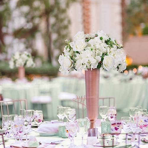 BLOSMON Artificial Flower Balls Wedding Centerpieces 2 Pcs 14.2" Large White Fake Flowers Rose Hydrangea Ball Arrangement Center Pieces for Table Silk Floral Bouquet for Wedding Party Home Decor - color: White, size: Diam 14.2" - 2 Pcs