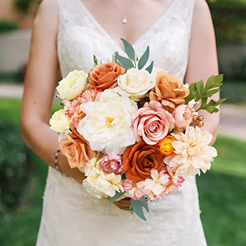 AmyHomie Champagne Artificial Flowers Combo Silk Mix Peony Rose Hydrangea Fake Flowers w/Stem for DIY Wedding Bouquets Centerpieces Arrangements Table Party Bridal Baby Shower Home Fall Decor - color: Champagne
