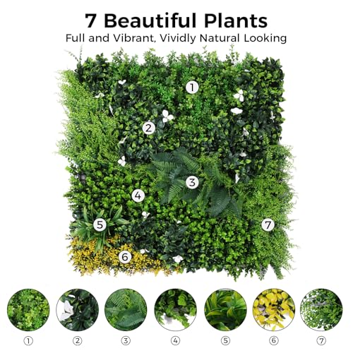 ANMINY 16Pcs Grass Wall Panels 10" x 10" Artificial Grass Plant Greenery Wall Backdrop 11 Sqft Thickened High-Density Faux Boxwood Panels Privacy Fence Hedge for Indoor Outdoor Party Wedding Garden