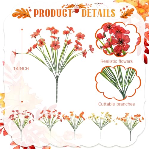 Lyrow 100 Bundles Violet Artificial Flowers, UV Resistant Faux Silk Flowers Outdoor, Fake Violet Bulk for Front Porch Hanging Garden Courtyard Farmhouse Home (Autumn Color System) - color: Autumn Color System