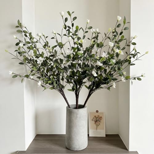 Giegxin 32 Inch Spring Artificial Blossom Branches Fake Spring Cream Blossom Branch 3 Pcs Faux Wild Petunia Flower Stems Bush Long Branches for Vase Floral Arrangement Wedding Party Decoration - color: Cream, size: 30 Inch, style: Blooming Wild Petunia