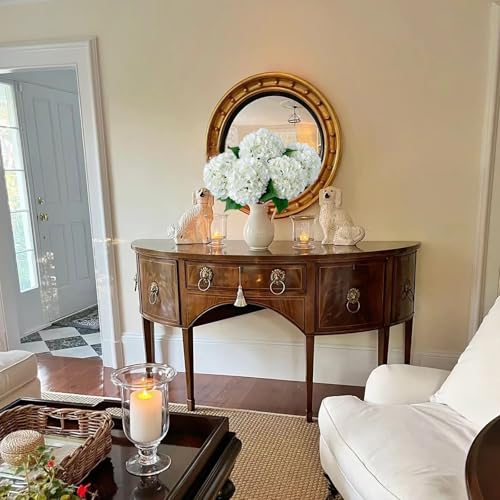 ZYTUYO 5 Pcs White Silk Hydrangeas Aritificial Flower Boho 20'' Faux Dried Touch Hydrangeas for Spring Indoor Home Decor Kitchen Living Room Porch Outdoor Wedding Flower Arrangement - color: White