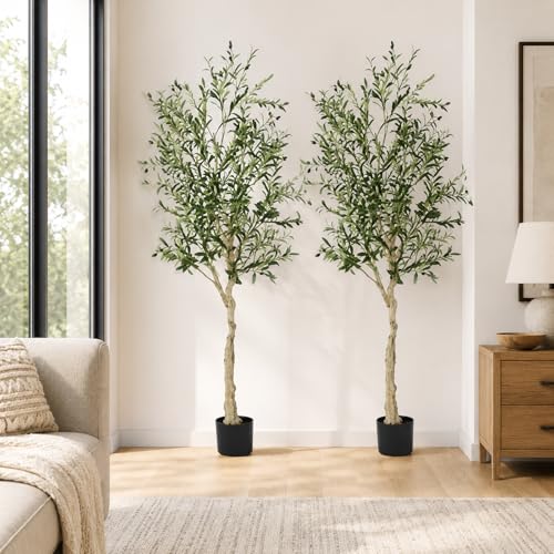 6FT Artificial Olive Tree with Lifelike Fruits for Indoor Outdoor Décor - size: 6ft