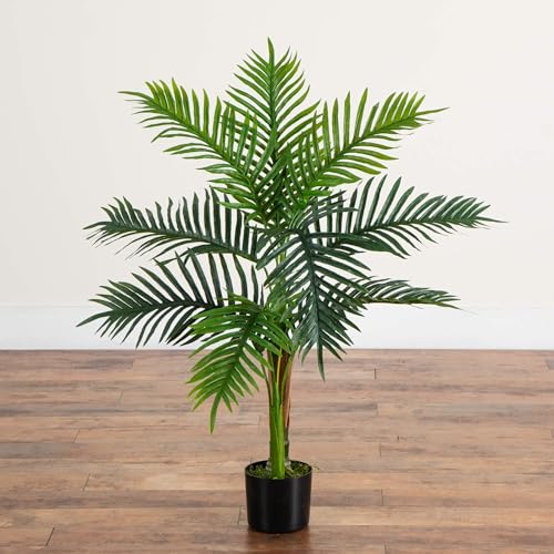 Nearly Natural 3ft UV Resistant Artificial Double Robellini Palm Tree - Indoor/Outdoor