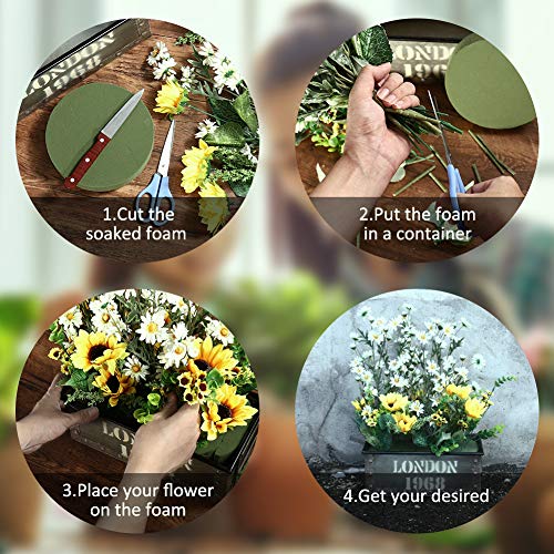 TAOPE 15 PCS Floral Foam, Green Block for Artificial Flowers, Round Wet & Dry Foam Bricks, Florist Foam for Flower Arrangements