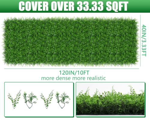 Grooy 40"x120"(33.33 SQFT) Artificial Hedge Grass Wall Roll Panels, Boxwood Panels, Greenery Wall Backdrop, UV Protected Privacy Fence Screen for Outdoor Indoor Wedding Décor - color: Mint, size: 40''x120''