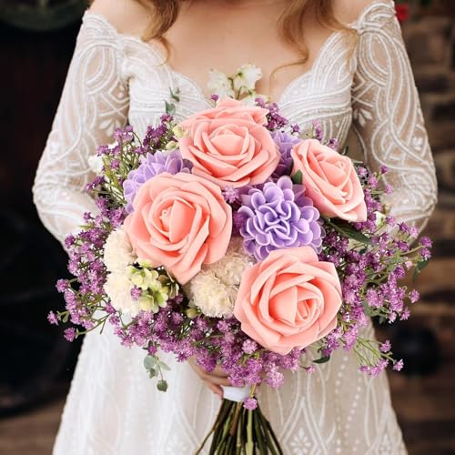 ABAJI Tiny Babys Breath Artificial Flowers Gypsophila Real Touch Flowers for Wedding Party Home Garden Decoration 12 inch in Length Small and Short - color: Light Pink, size: 6 PCS