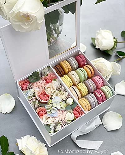 UNIKPACKAGING Premium Quality Square Shape Flower Box, Gift Boxes for Luxury Flower and Gift Arrangements, Set of 2 pcs (White)