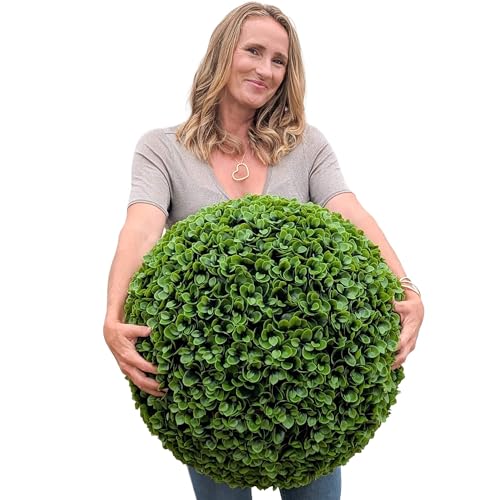 365 Curb Appeal 23" XL Topiary Balls – 1 Extra Large Faux Succulent Ball - Artificial Succulents for Outdoors (Succulents, 1 Topiary Spheres (2 Halves)) - color: Succulent, size: 1 topiary ball (2 halves)