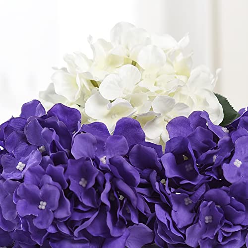 10PCS Artificial Hydrangea Flowers, Fake Hydrangea Silk Flowers Heads with Stems for Wedding Home Party Shop Baby Shower Decoration-Dark Purple - color: New-dark Purple
