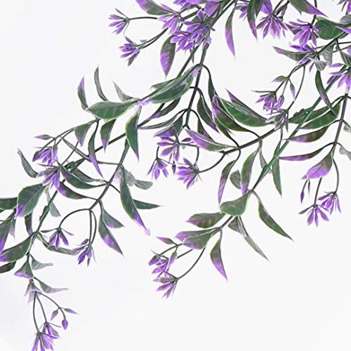 PASYOU Artificial Ivy, Hanging Vine Plastic Plants Grass Leaves Foliage Vines, UV Resistant Greenery Fake Flowers for Home Indoor Outdoor Garden Door Wall Wedding Party DIY Decoration - Purple 2 Pack - color: Ivy-purple 2 Pcs