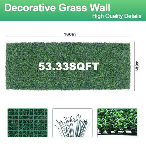 Yangrass Artificial Fence Panel Roll,48"x 160"(53.33 sq.ft) UV-Anti Faux Ivy Leaves Privacy Fence Screen Grass Wall Roll Panels for Indoor Home Decor and Outdoor Garden Backyard - size: 48x160 IN