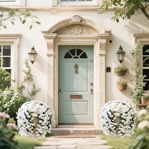 Artificial Flowers for Outdoors Fake White Morning Glory Hanging Flower Decoration, 2Pcs Realistic Faux Plants Petunias Long Trailing Vines,Spring Decor for Porch Patio Balcony Planter Yard - color: Morning Glory - White