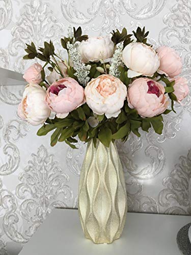 Silk Peony Bouquet Vintage Artificial Peonies Flower for Home Wedding Party Decor (1pcs, Light Pink) - color: Light Pink