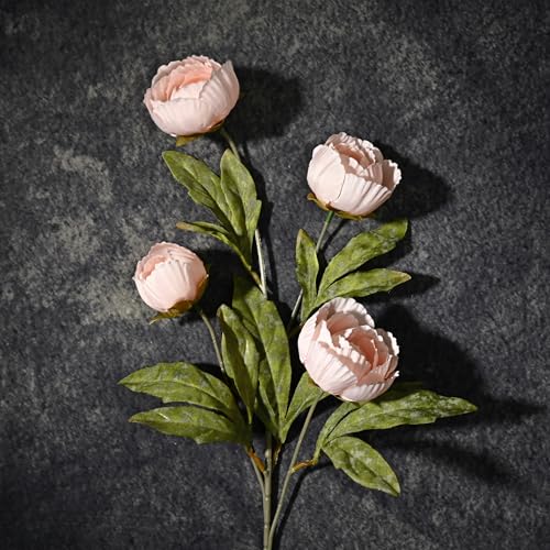 Waipfaru 6 Pcs Faux Peonies Artificial Flowers for Vase, 27" Fake Silk Peonies Flowers for Wedding, Vase Filler Champagne Flowers for DIY Bouquets Centerpieces Bridal Shower Office Decor - color: Champagne, size: 6Pcs